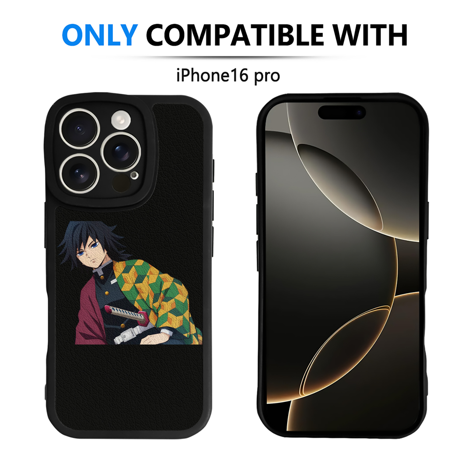 （画像用） 鬼滅の刃（きめつのやいば）水柱-冨岡 義勇／とみおか ぎゆう Tomioka Giyuu 【iPhone 16シリーズ対応】シリコンスマホケース（レザー調） 材質：シリコン